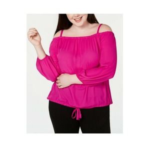 INC PLUS SIZE Magenta Off the Shoulder Tie Front Top NWT 1X #1024